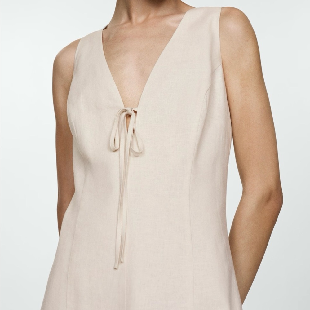 Mango Linen Dress in Soft Cream chic
